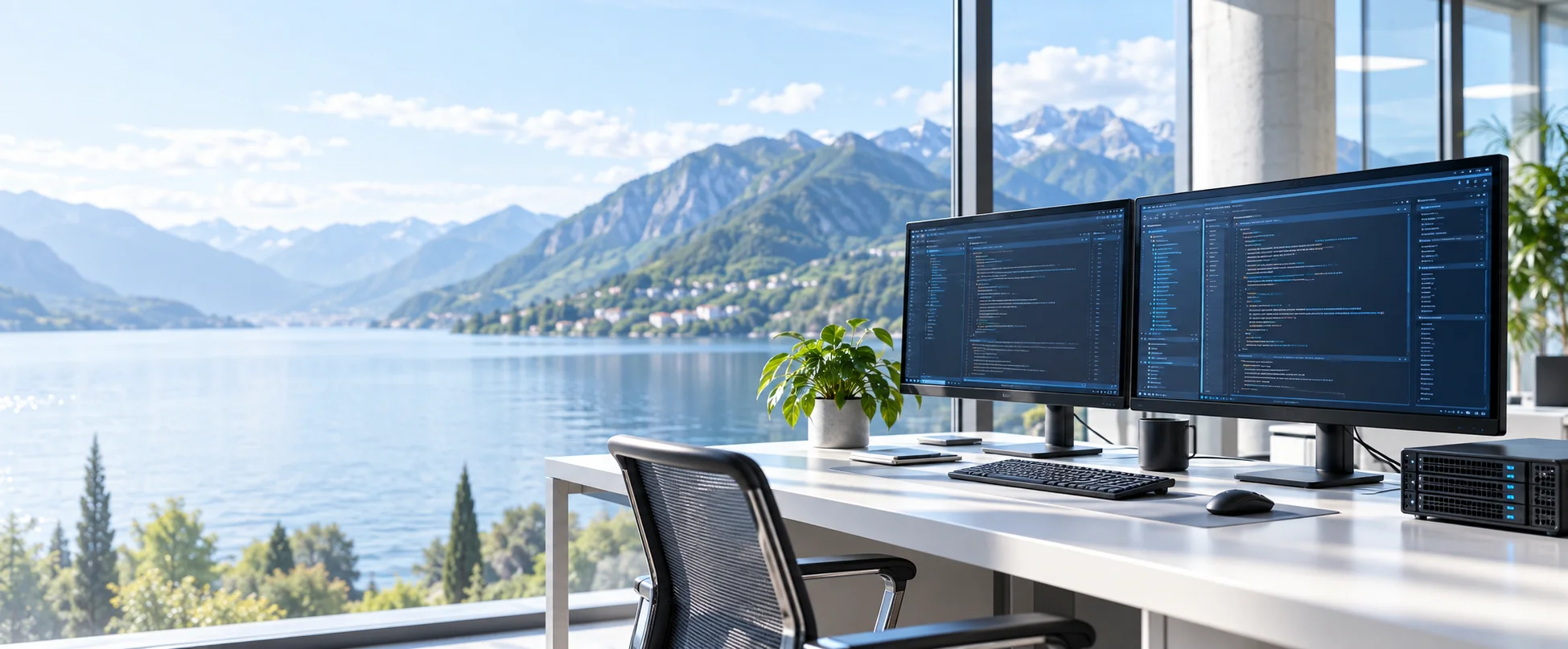 Poste de développement et infrastructure dans un bureau lumineux
